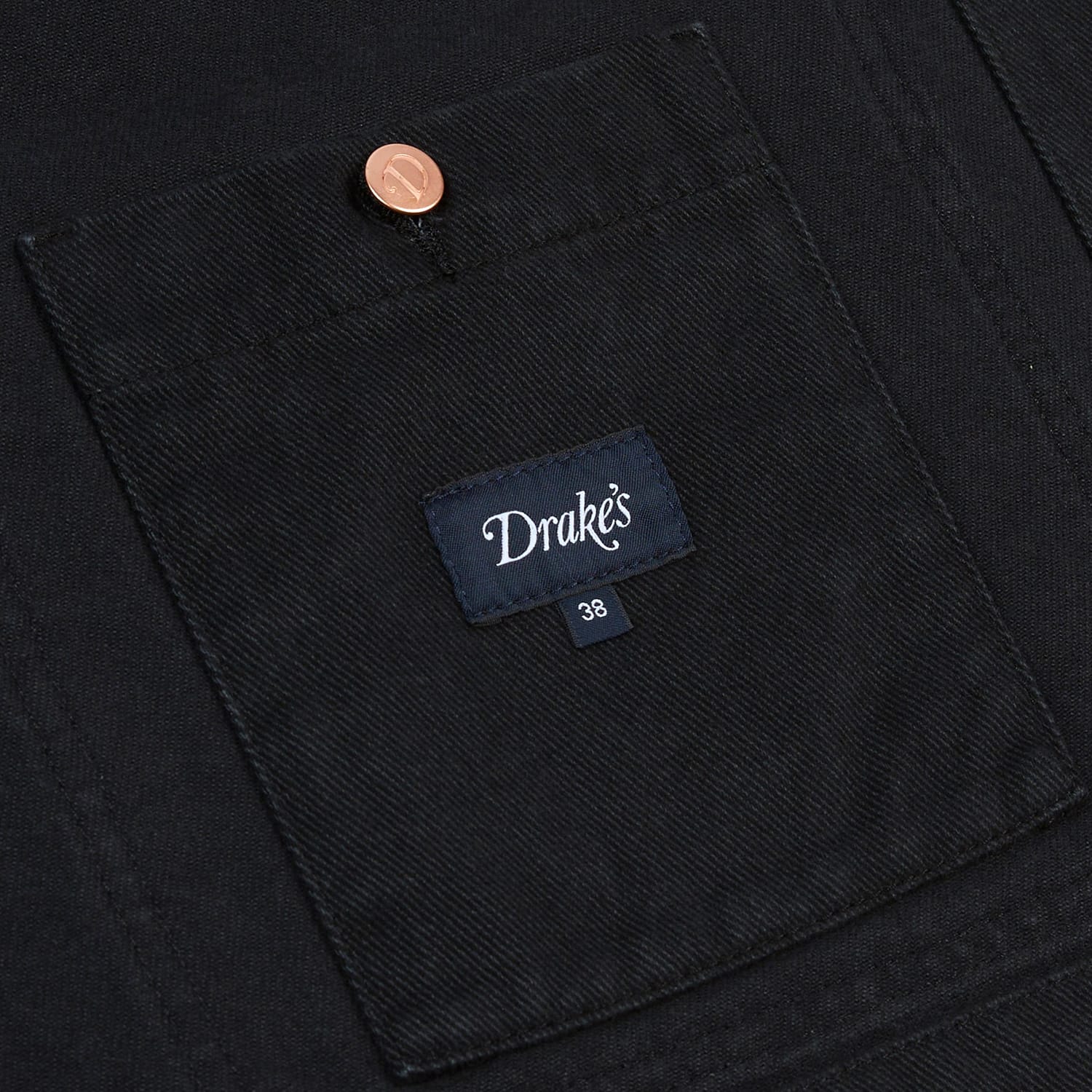 Drake's Black Heavy Twill Cotton Five-Pocket Chore Jacket - Image 5