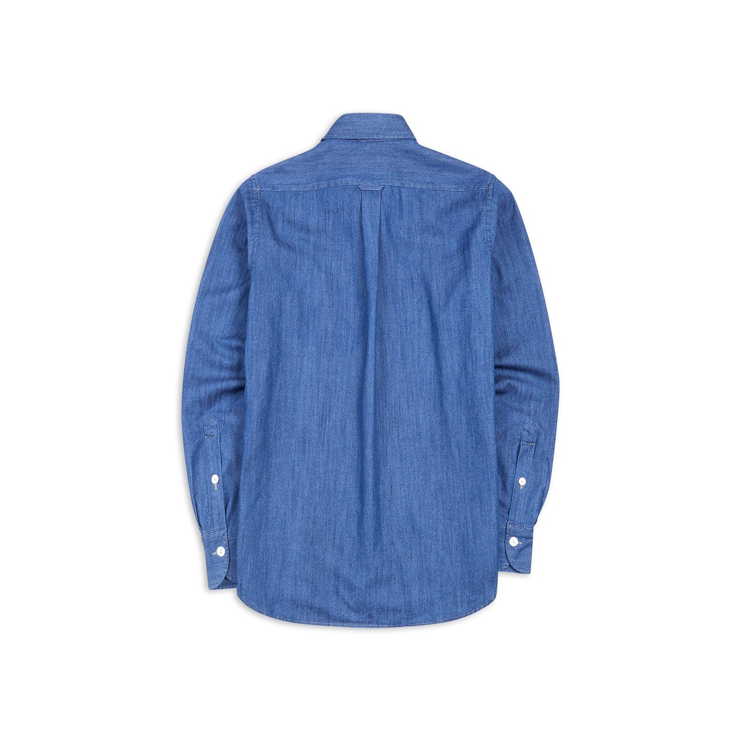 Drake's Mid-Blue Washed Denim Cotton Two-Pocket Work Shirt - Image 4