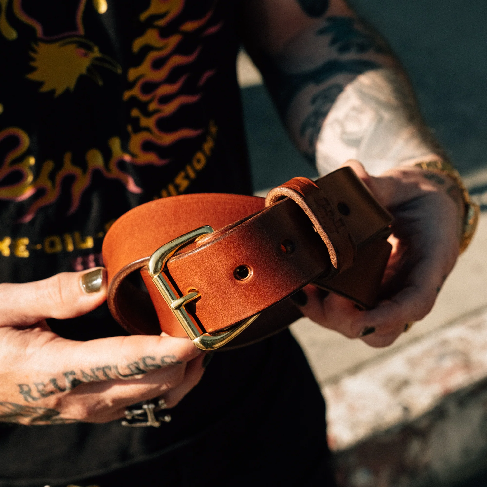 Ewing Dry Goods EDG x SOP Minimalist Belt Brown/ Brass - Image 3