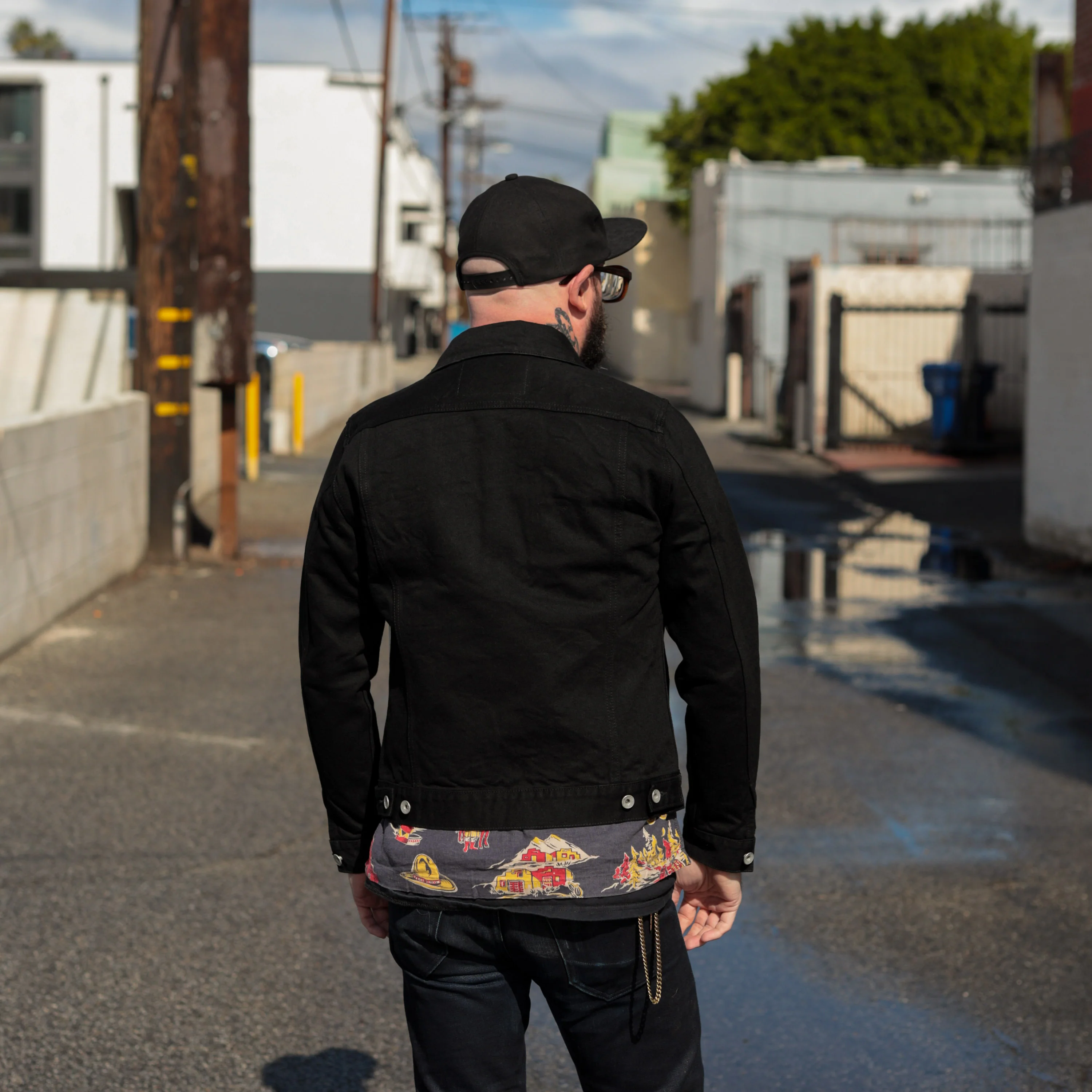 Iron Heart IHJ-86-BLK 14oz Selvedge Denim Modified Type III Jacket Black/ Black - Image 3