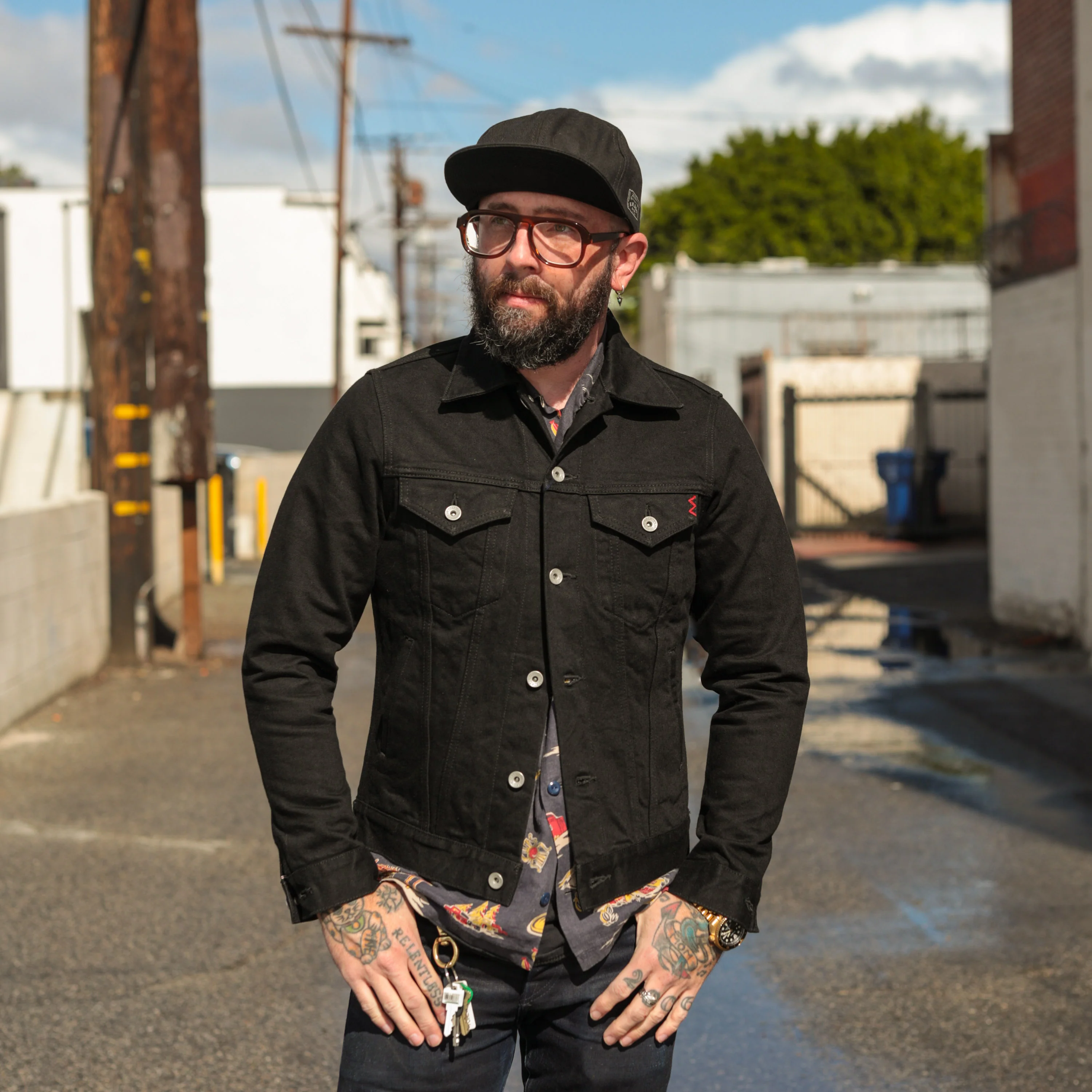 Iron Heart IHJ-86-BLK 14oz Selvedge Denim Modified Type III Jacket Black/ Black - Image 6