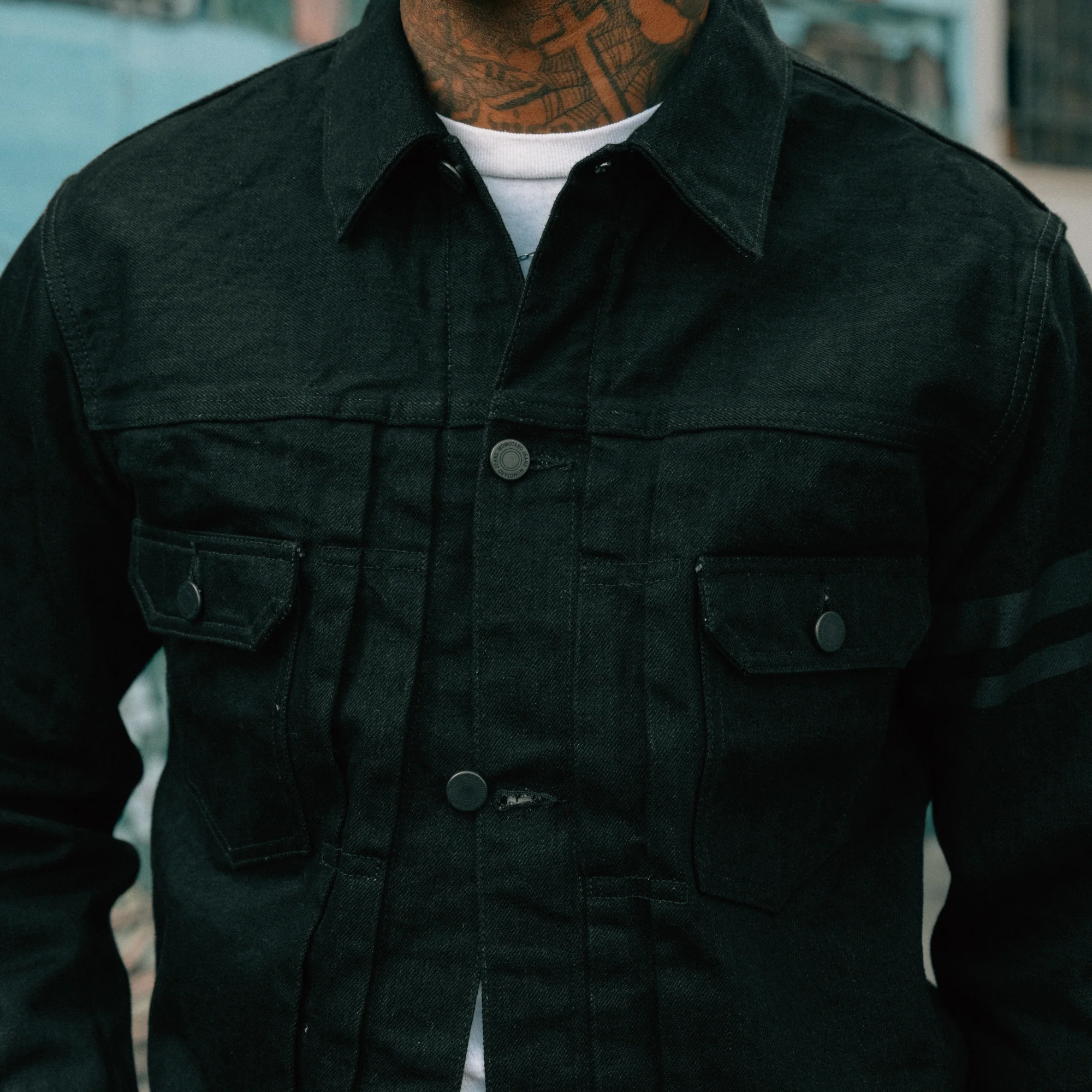 Momotaro MMGJ11025S #002 15.7oz Classic Denim Jacket Black - Image 3