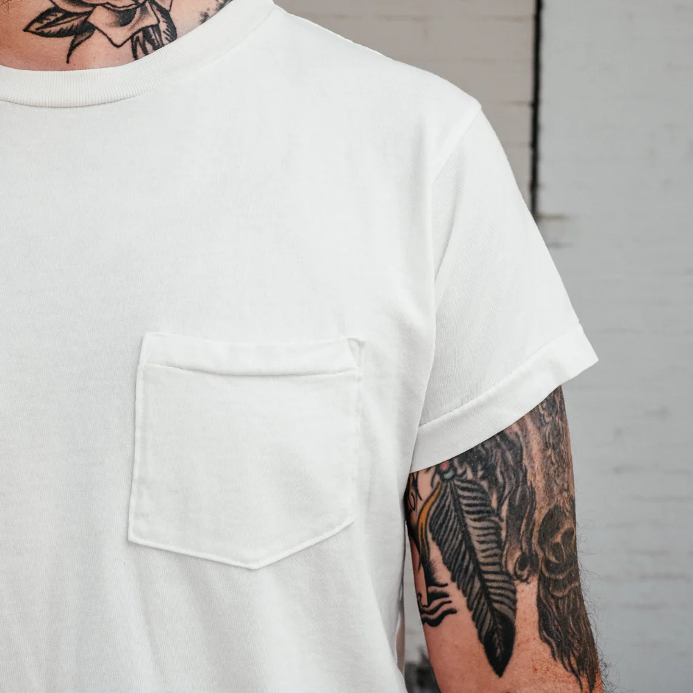 Schaeffer's Garment Hotel Ringspun Pocket Tee Off White - Image 6