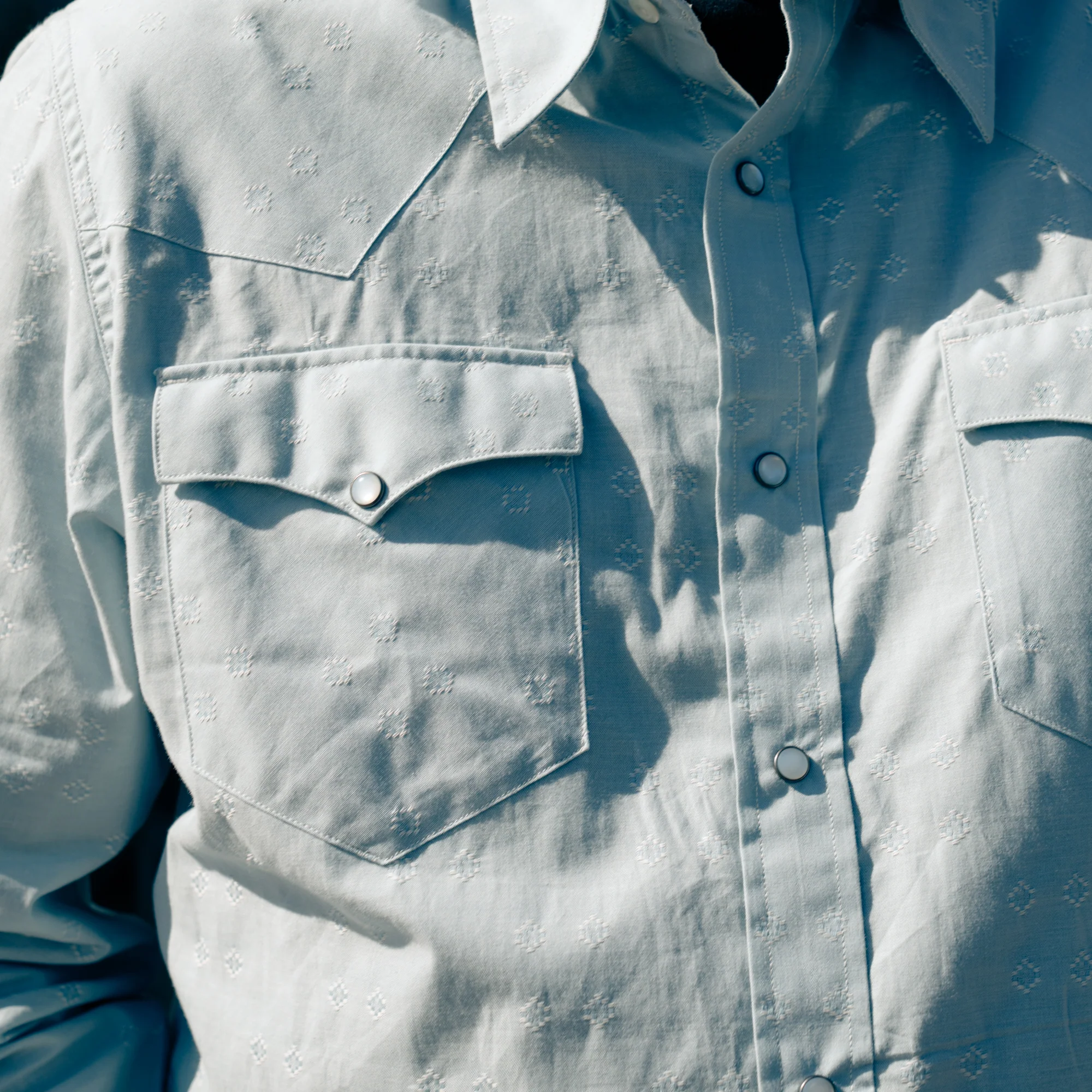 RRL Slim Fit Dobby Western Shirt Blue Multi - Image 3