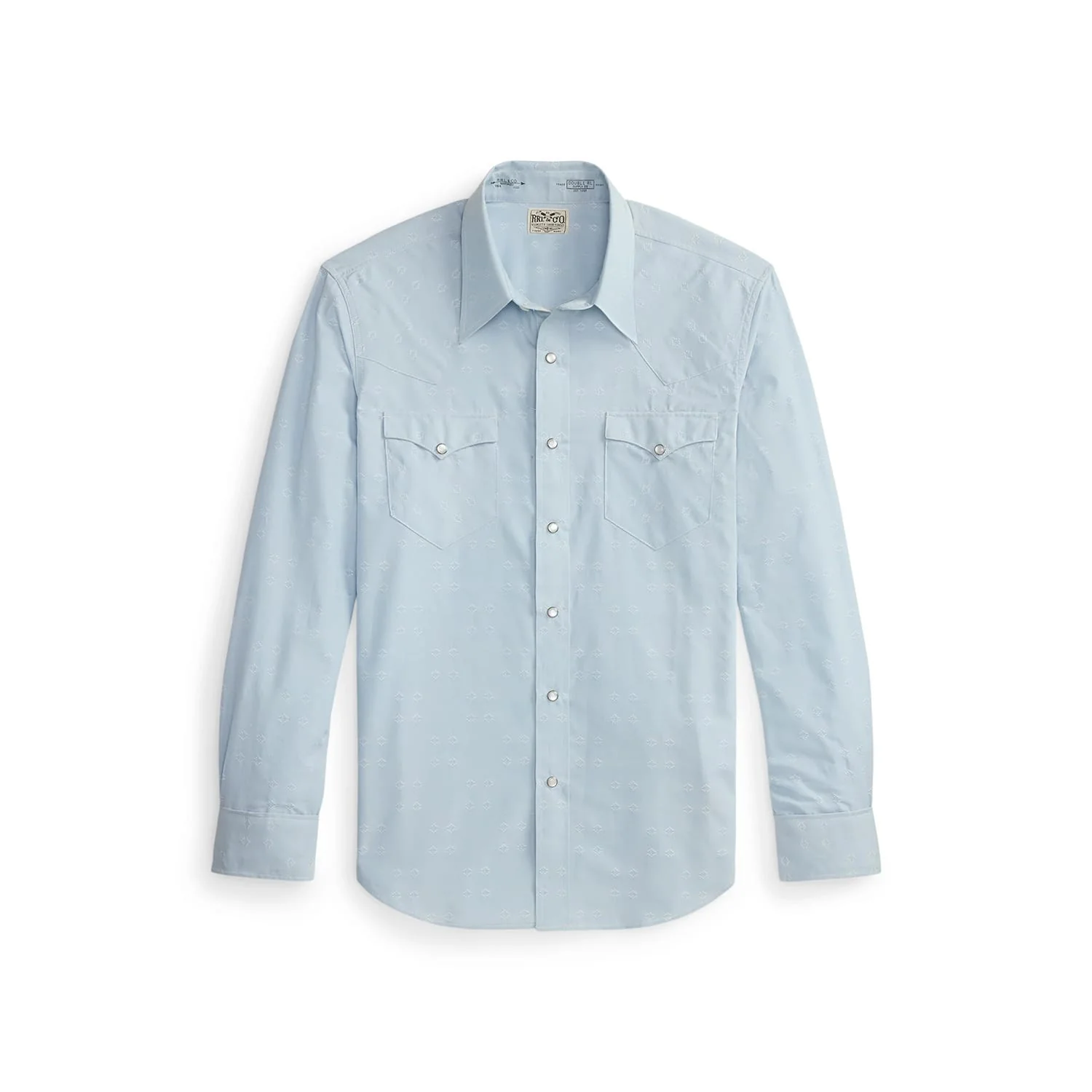 RRL Slim Fit Dobby Western Shirt Blue Multi - Image 4