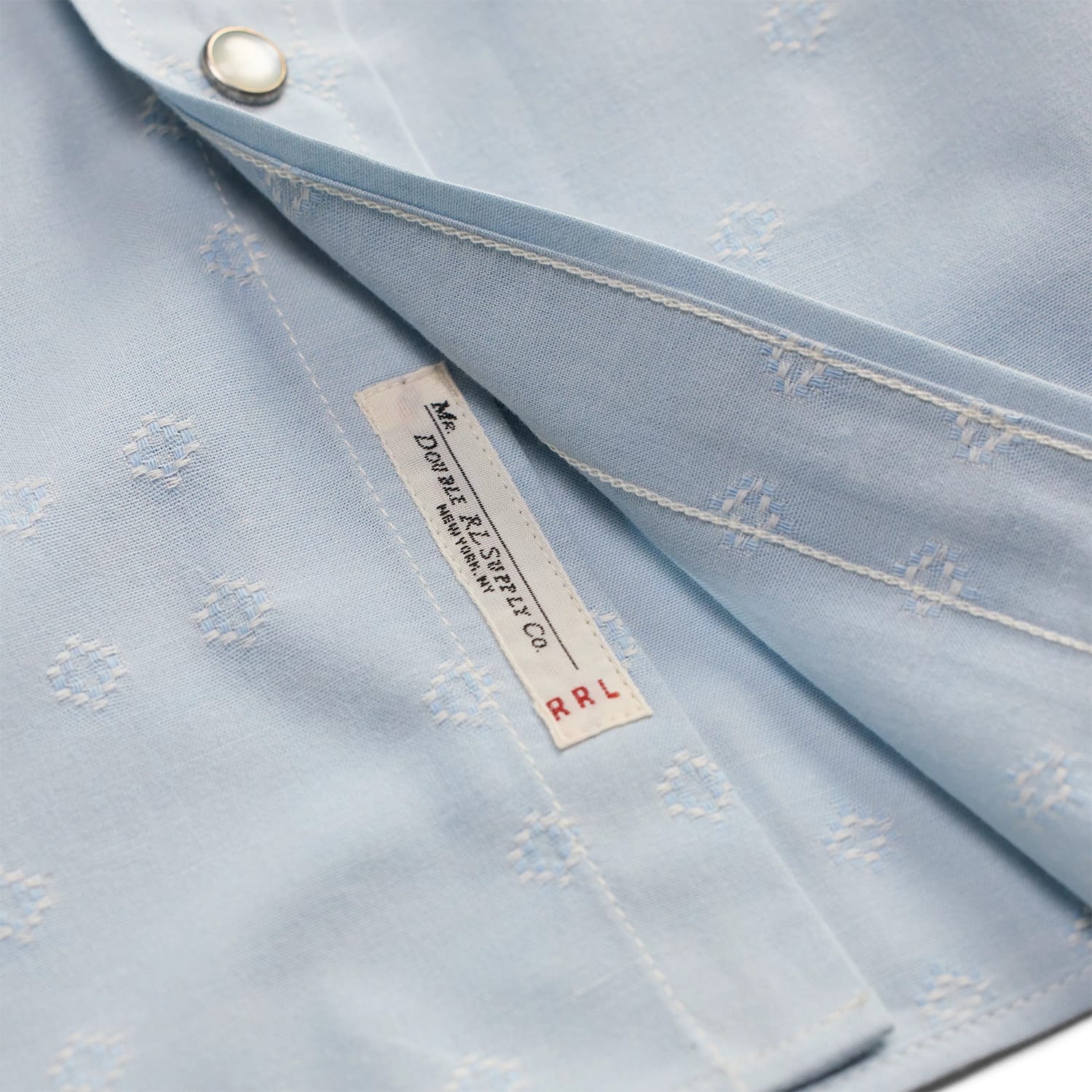 RRL Slim Fit Dobby Western Shirt Blue Multi - Image 5