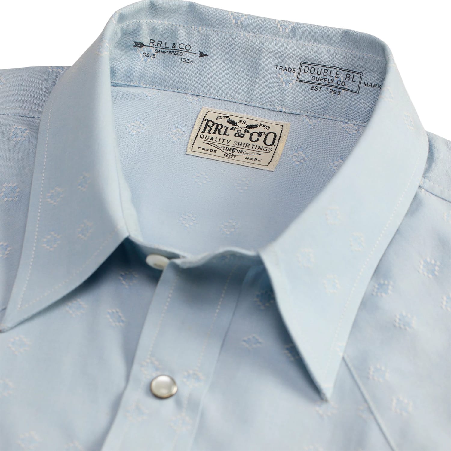 RRL Slim Fit Dobby Western Shirt Blue Multi - Image 6