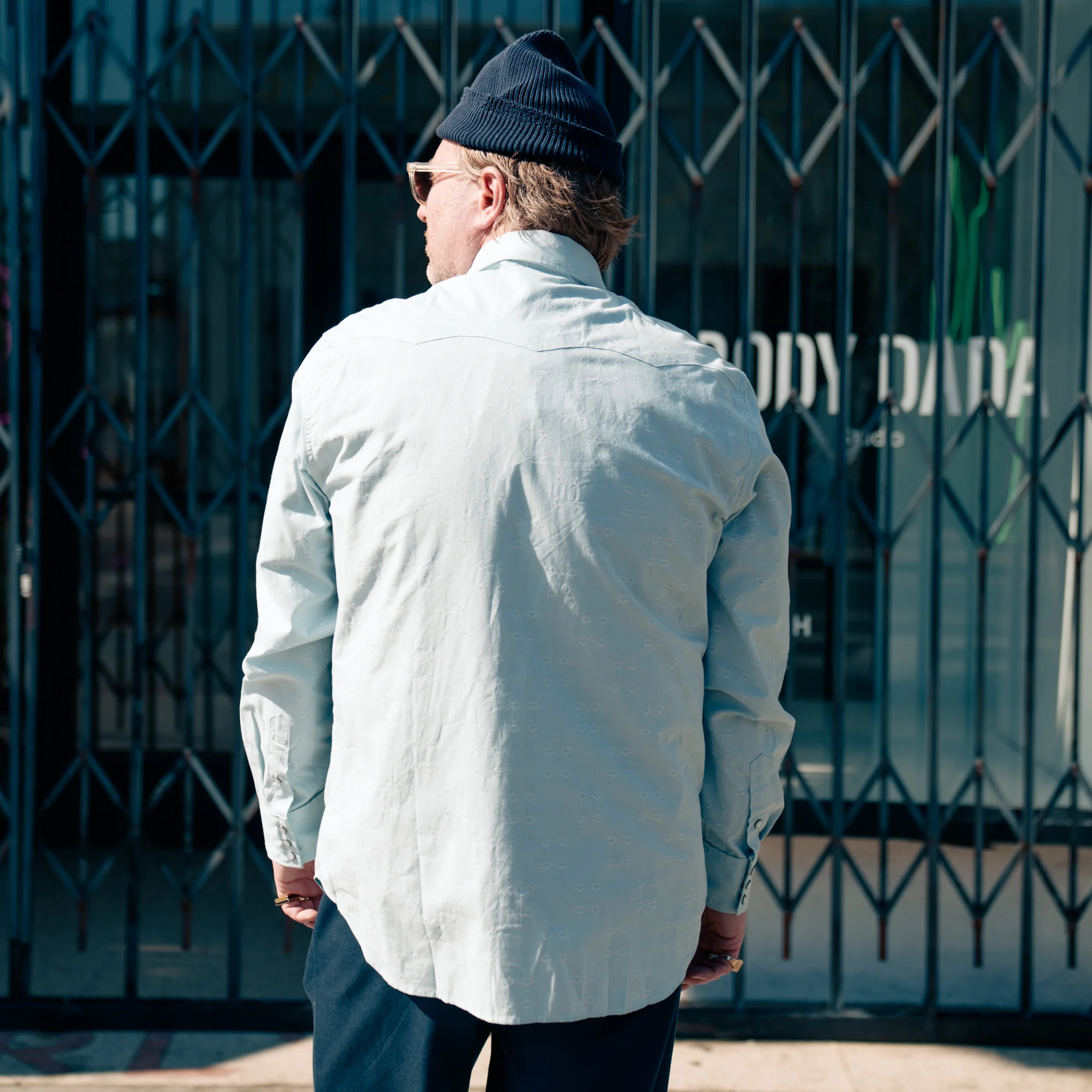 RRL Slim Fit Dobby Western Shirt Blue Multi - Image 9