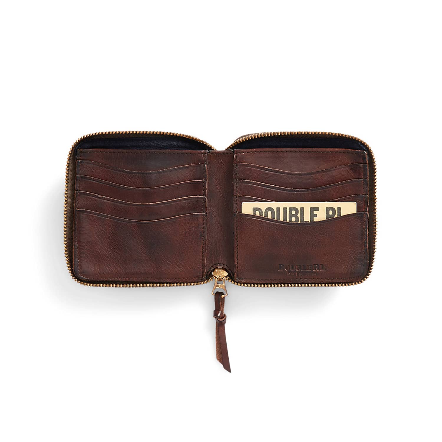 Leather Zip Wallet Dark Brown - Image 3