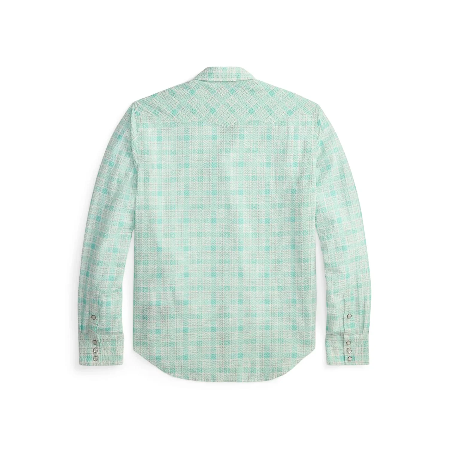 RRL Slim Fit Seersucker Western Shirt Turquoise Multi - Image 10