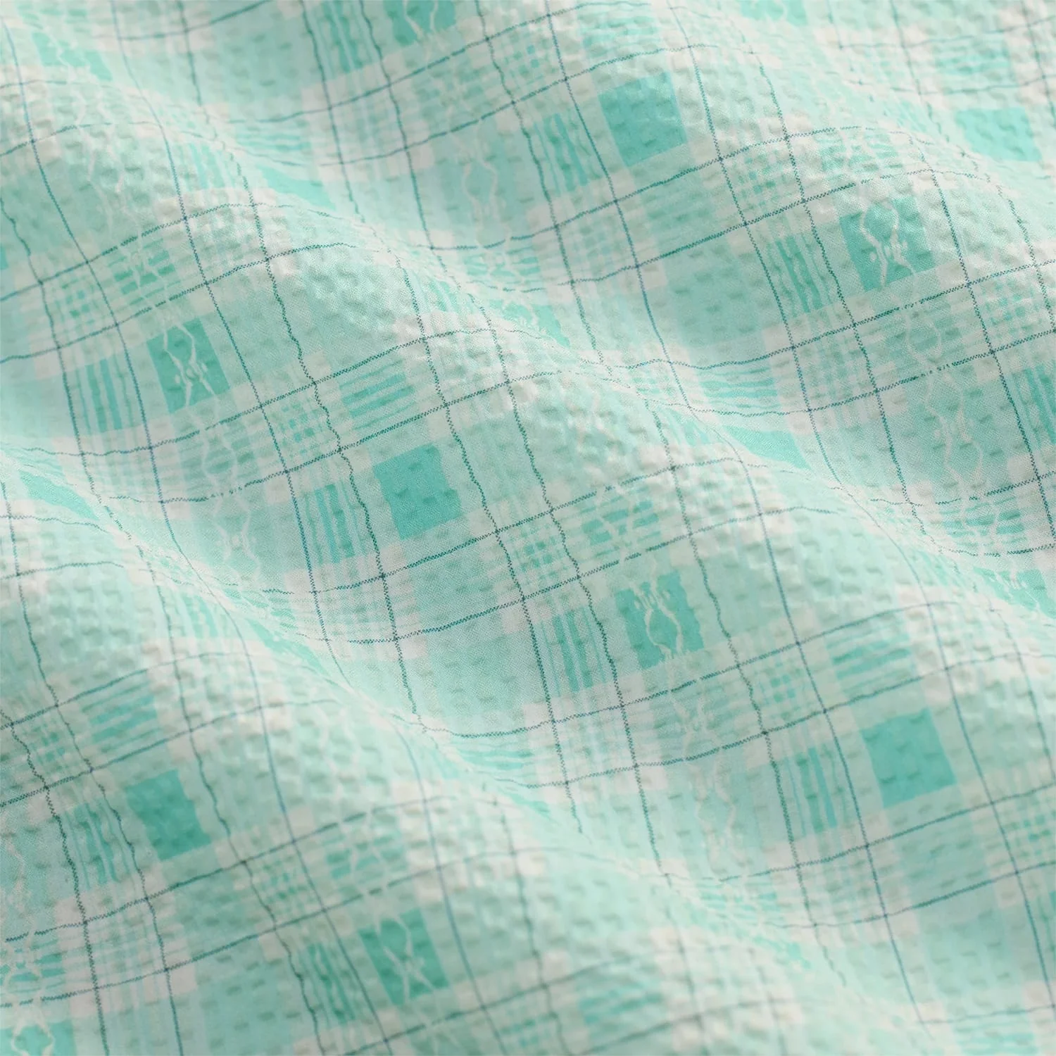 RRL Slim Fit Seersucker Western Shirt Turquoise Multi - Image 7