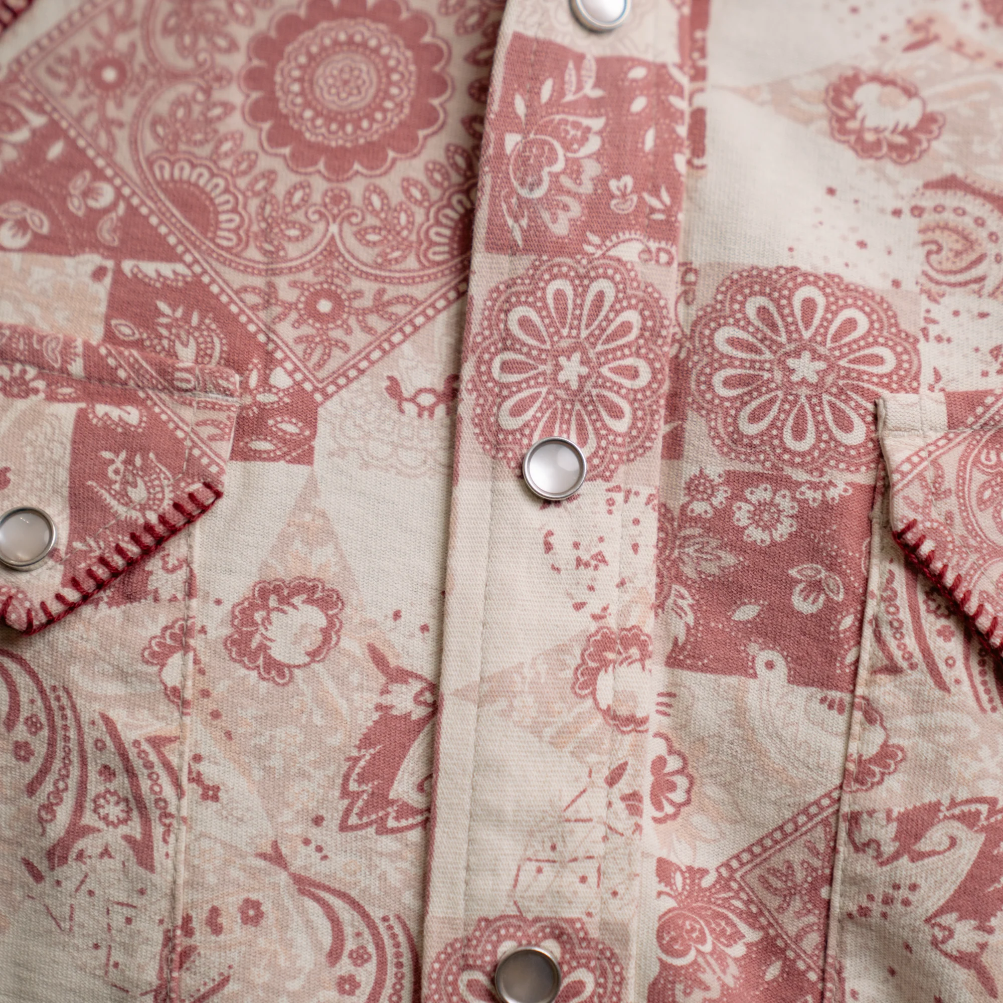 RRL Slim Fit Jersey Western Shirt Red/ Multi - Image 5