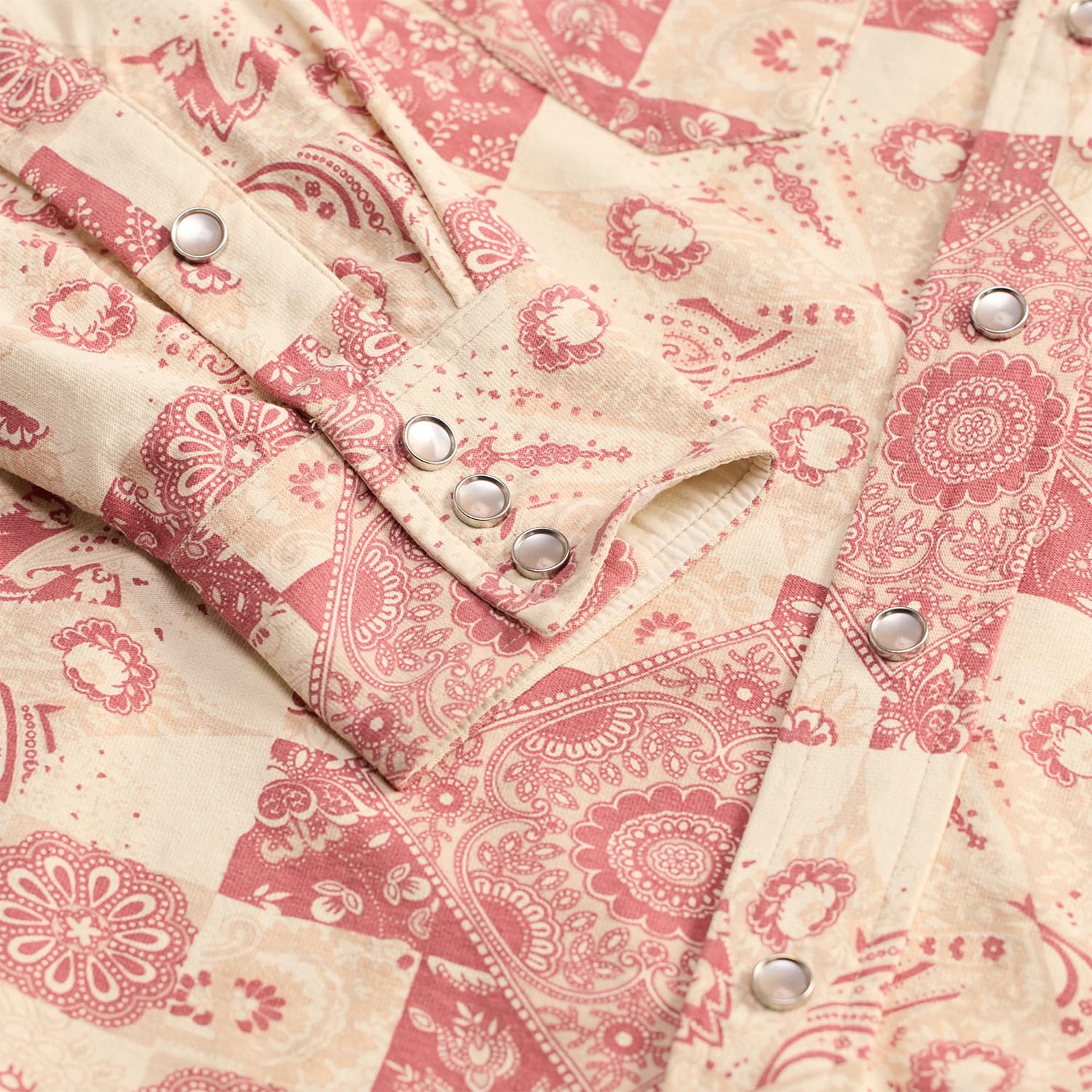 RRL Slim Fit Jersey Western Shirt Red/ Multi - Image 8