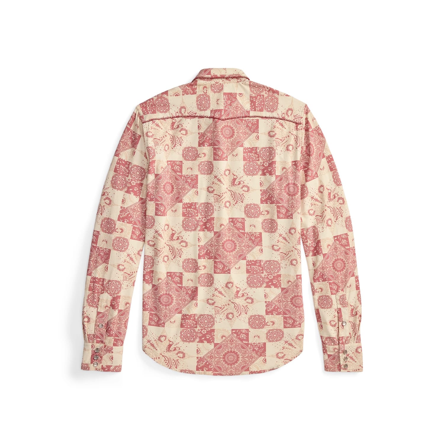 RRL Slim Fit Jersey Western Shirt Red/ Multi - Image 9