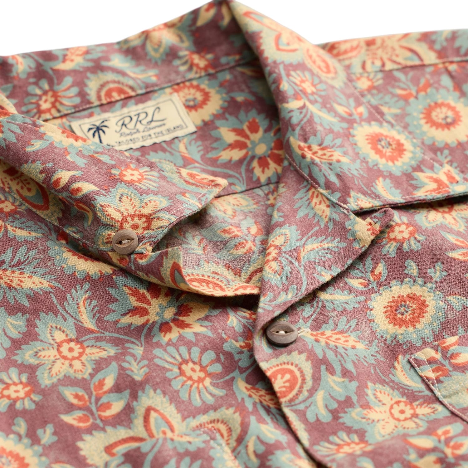 RRL Floral-Print Linen-Cotton Camp Shirt Blue/ Red Multi - Image 5