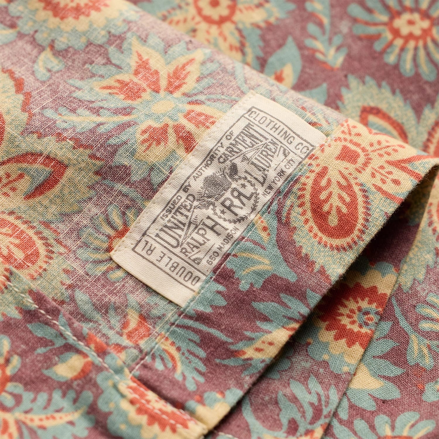 RRL Floral-Print Linen-Cotton Camp Shirt Blue/ Red Multi - Image 7