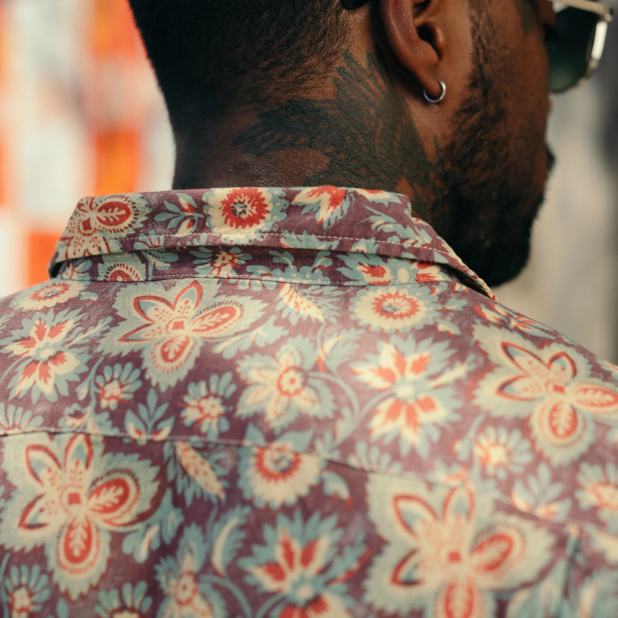 RRL Floral-Print Linen-Cotton Camp Shirt Blue/ Red Multi - Image 9