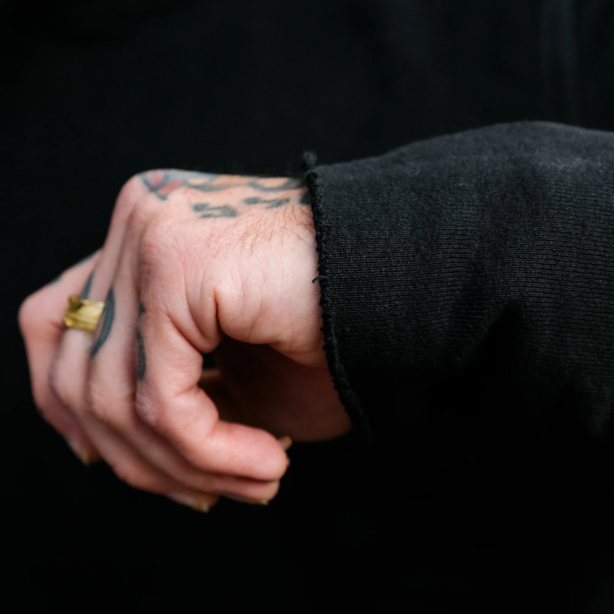 Schaeffer's Garment Hotel Raw Edge French Terry Crew Sweatshirt Washed Black - Image 5