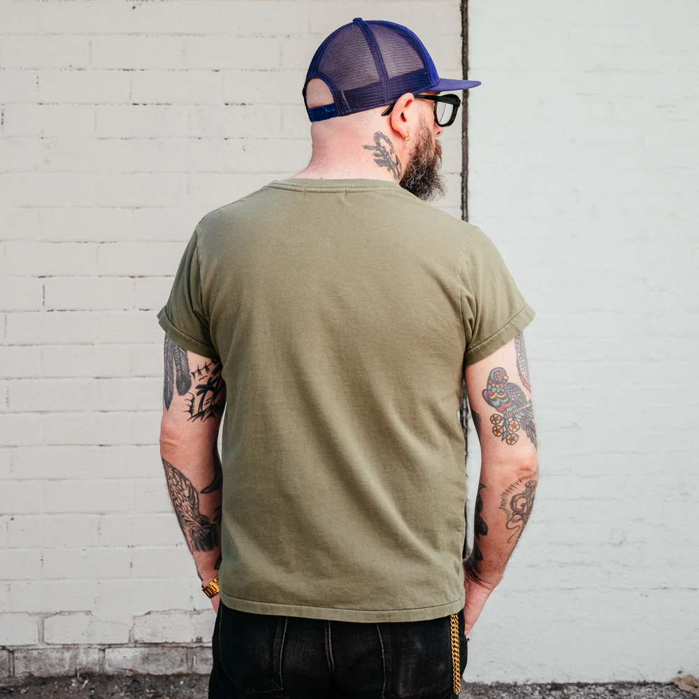 Schaeffer's Garment Hotel Ringspun Pocket Tee Moss Green - Image 4