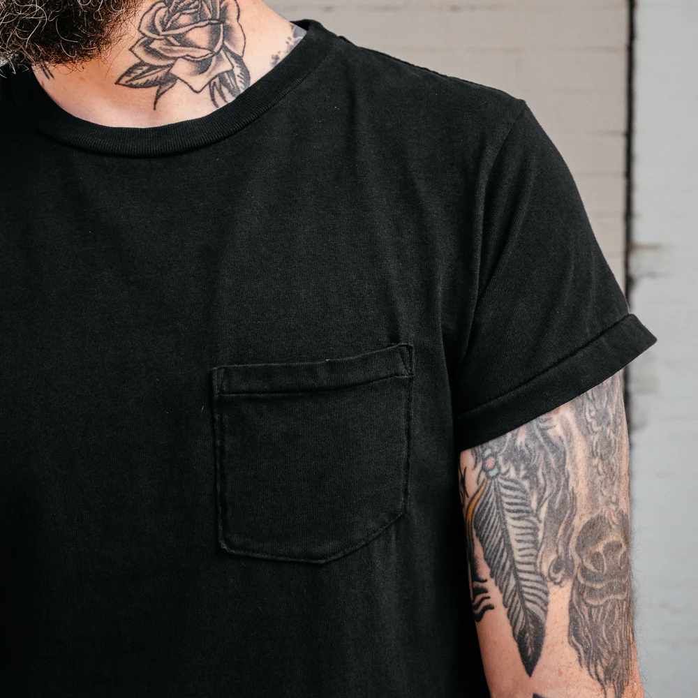 Schaeffer's Garment Hotel Ringspun Pocket Tee Worn Black - Image 3