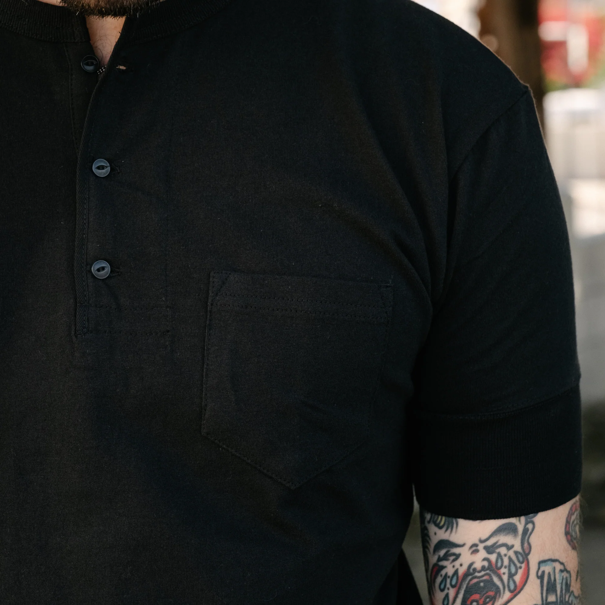 Glad Hand & Co. Short Sleeve Pocket Henley Black - Image 3