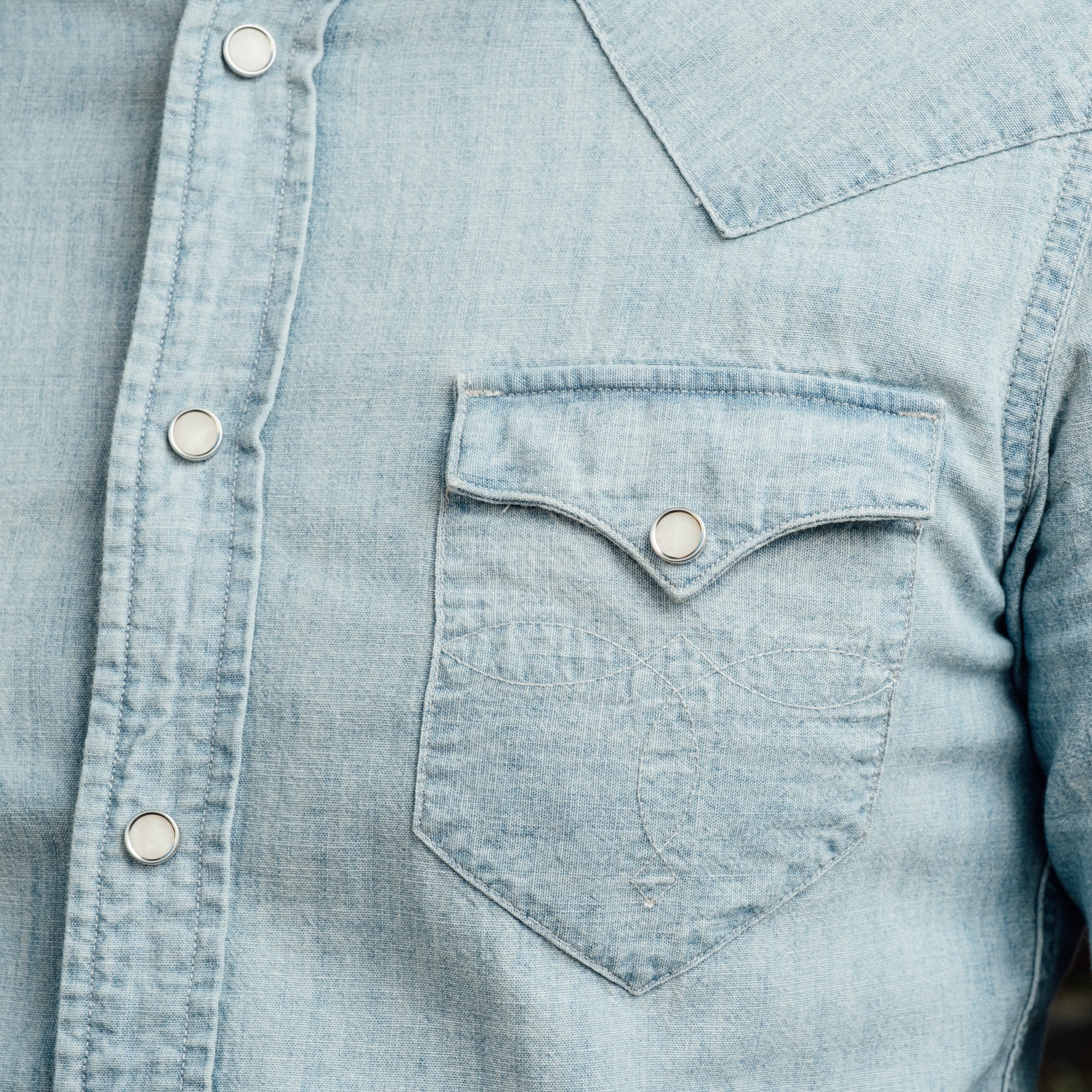 RRL Slim Chambray Western Shirt Davey Wash - Image 4