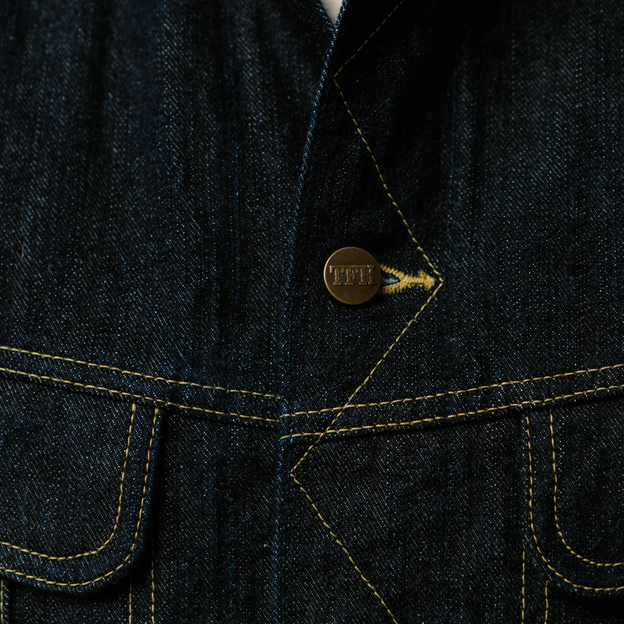 The Flat Head FN-OJ-D103 14.5oz Zimbabwe Cotton Denim Jacket Indigo - Image 8